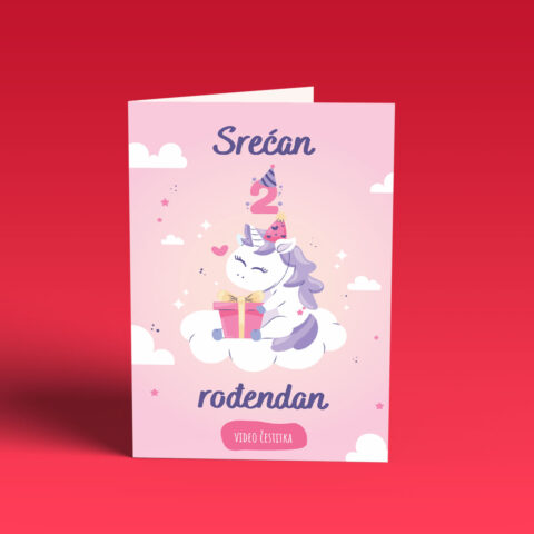 Slatki Jednorog Srećan Drugi Rođendan Video Čestitk